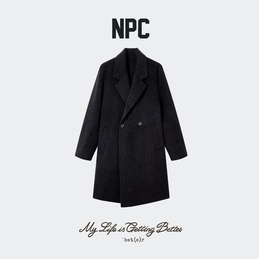 NPC潮牌100%绵羊毛平驳领毛呢长款大衣双排扣男冬上新NP58WC34&35 商品图5