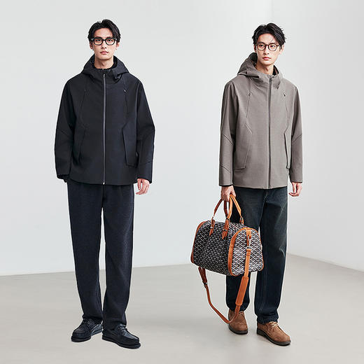 棉仓366811005-羊毛硬壳防风连帽外套 商品图4