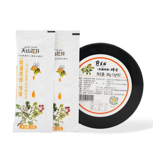 天山花开·新疆黑蜂蜂蜜15g*20条/瓶 温水即冲 润喉养胃超方便 商品图0