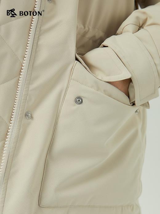 波顿女士秋冬宽松连帽暖感派克工装风白鸭绒厚款中长款羽绒服LC750523 商品图3