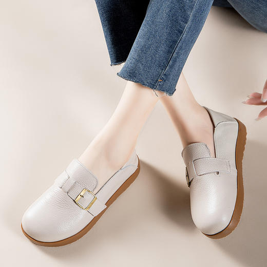 头层牛皮单鞋，复古平跟百搭豆豆小皮鞋MLD-0992 商品图1