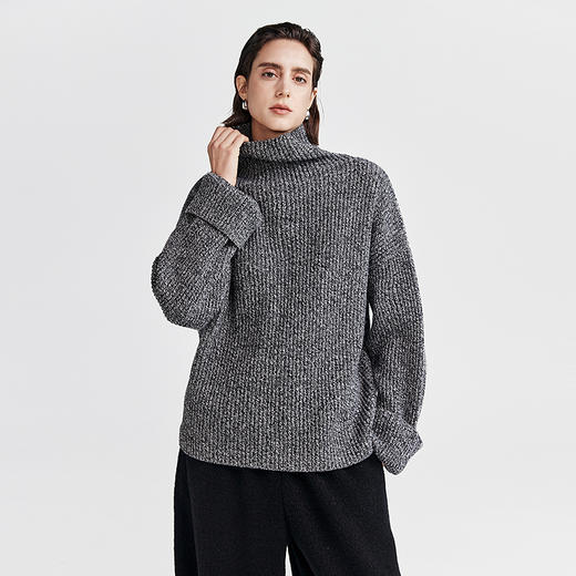 棉仓367605016-高领花纱针织毛衣 商品图1
