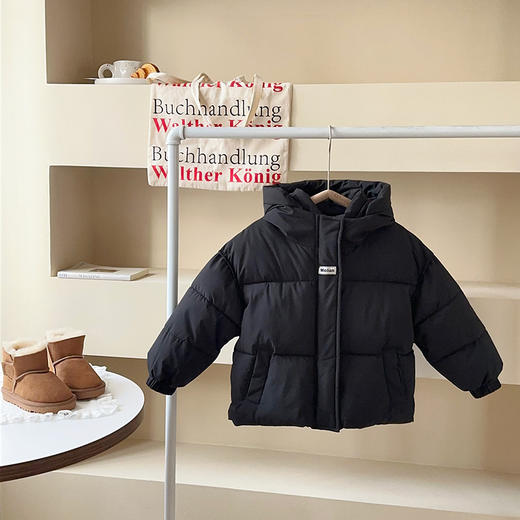 冬季韩版面包服儿童羽绒棉服男童女童加厚保暖连帽棉袄纯色外套 商品图4