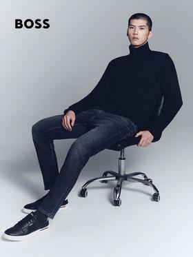 BOSS男士2025秋款蓝色舒适弹性修身牛仔裤
