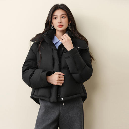 【严选】诗凡黎韩版保暖面包服多色轻型醋纤外套2025冬新款短款连帽羽绒服7G9380141 商品图3