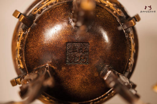 陈巧生制 c374灵芝钮三足鼎熏炉 铜炉香炉摆件 商品图3