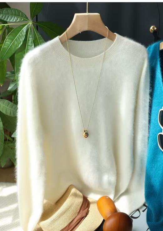 巨显白圆领V领拉绒羊毛羊绒衫岛精无缝毛衣 商品图7