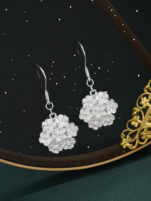 子佩集【繁花簇锦】S990银耳环【QFES047】花丝立体双面花朵2510 商品图1