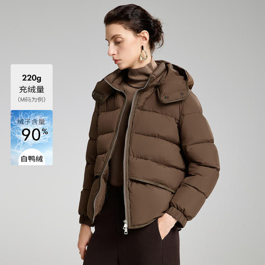 「自」全新升级【铂金会员799/天猫1089/差价290】(22346)洛诗琳小个子连帽羽绒服2025秋冬美拉德百搭休闲短保暖外套 商品图0