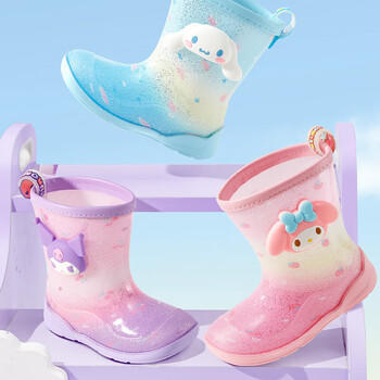 Hello Kitty儿童雨鞋女童中筒防滑雨靴库洛米小孩宝宝水鞋 梦幻紫 170mm 商品图4