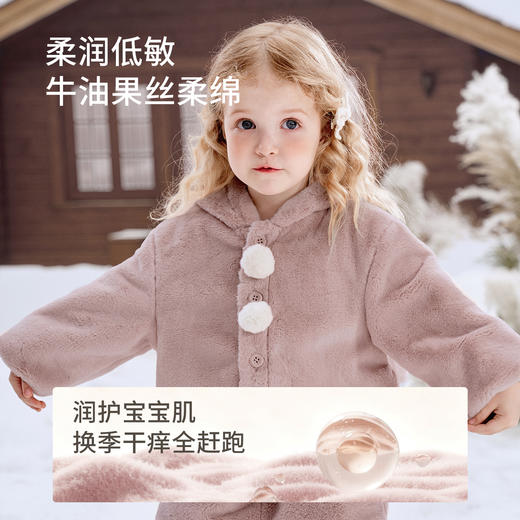 【宝宝服饰】嫚熙童装儿童冬季保暖外套女童连帽2025新款女宝百搭可爱毛绒上衣 商品图2