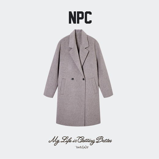 NPC潮牌100%绵羊毛平驳领毛呢长款大衣双排扣男冬上新NP58WC34&35 商品图6