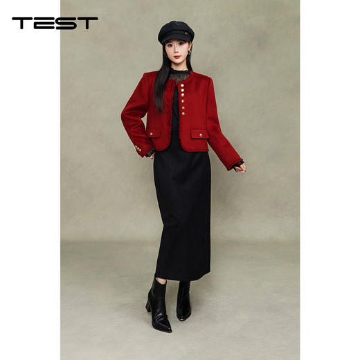 冬上新时髦精必备红色双面呢小香风外套2254045 商品图1