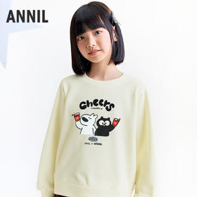 Annil联名款【阿耀和黑宝】女童圆领长袖卫衣秋季新款安奈儿童装EG531723