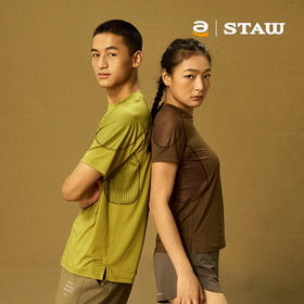 STAW世拓运动分区散热跑步短袖COOLMAX抗菌户外训练T恤男速干衣