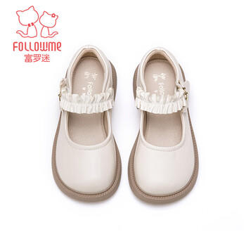富罗迷女童皮鞋春秋季新款方口透气软底单鞋儿童校园演出鞋 米色 37 商品图1