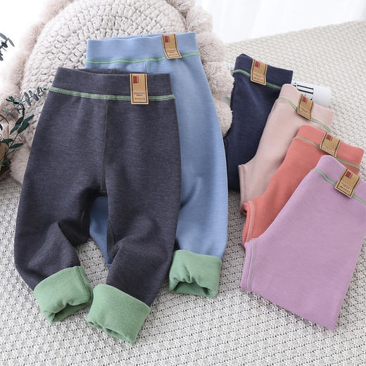 【特价清仓，抢完下架】【两条起拍，一条不发货】【A类品质，一条过寒冬】SIIJJEYY秋冬季新款儿童保暖裤内穿男童女童艾草秋裤羊毛蚕丝加绒保暖棉裤 商品图0