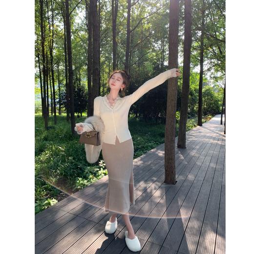 XS现货  秋冬新仿兔绒新纱蕾丝长袖开衫 商品图1