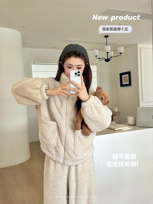 李允珍原版云朵绒拉链款情侣套装居家服秋冬季新款时尚百搭舒适可外穿云朵绒拉链款套装 商品图6