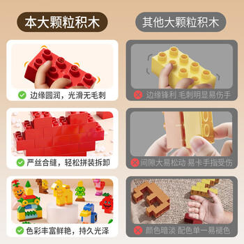 虎实小宝乐高兼容拼装积木男女孩生日礼物300大颗粒+滑道积木+汽车+1椅 商品图6