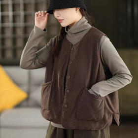 雀说马甲夹棉款复古文艺加厚保暖无袖马夹棉衣外套AL6202