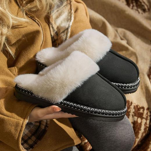 【36-40码】女士冬季新款家用室内民族编织风情棉拖鞋毛毛拖鞋外穿保暖拖鞋【9917】 商品图3