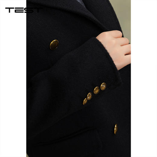 冬上新黑色双排扣显瘦又显气场双面呢短大衣2254061 商品图3