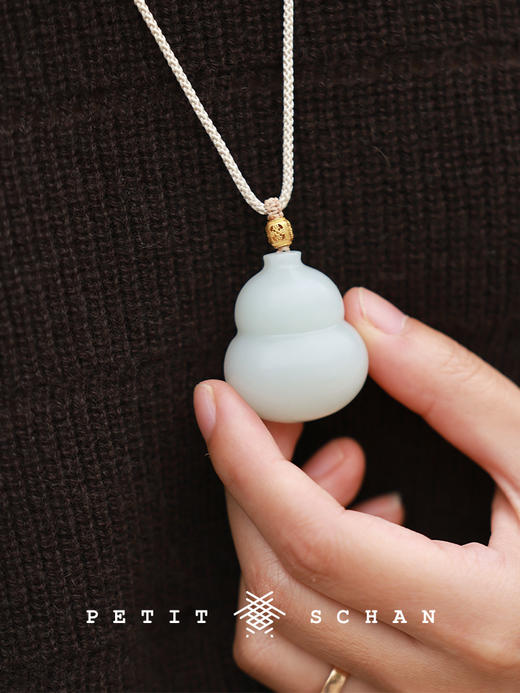 PETIT SCHAN小闪 JEW#029 A life of blessings and abundance 福禄双全 顶俄巴莎一级白和田玉葫芦吊坠 商品图0