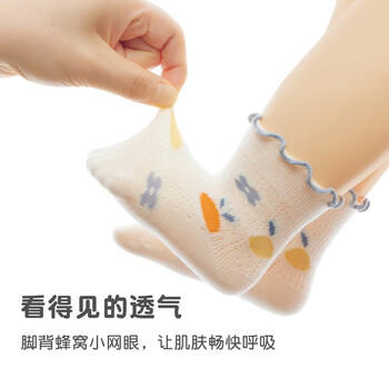 尼多熊儿童袜子女夏季薄款棉袜新生儿宝宝无骨袜透气网眼袜子儿童 商品图0