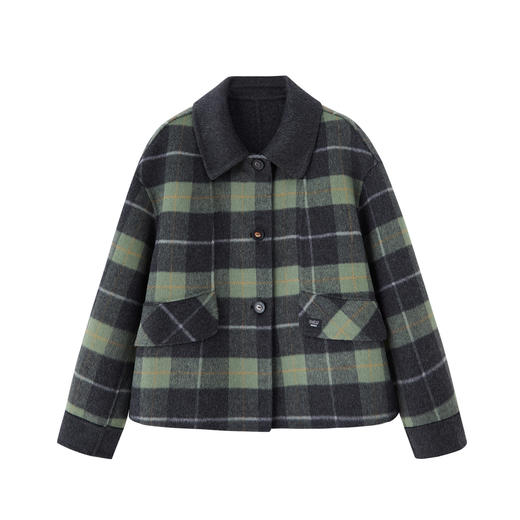 丁摩 羊毛呢外套女新款流行爆款秋冬小香风短款双面呢羊毛大衣5ZF-6658 商品图4