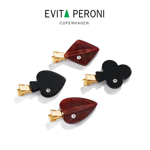 品牌直发 EVITA PERONI “幸运卡牌”系列鹤嘴夹/红心流沙红/ 方块流沙红/黑桃优雅黑 商品图6