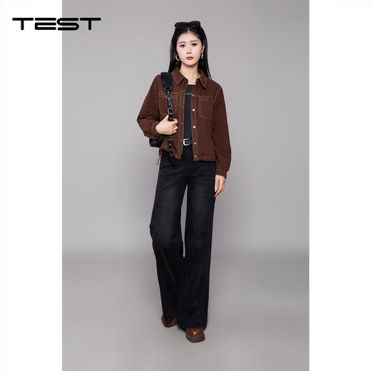 冬上新复古腔调棕色翻领时尚夹克外套2254068 商品图1