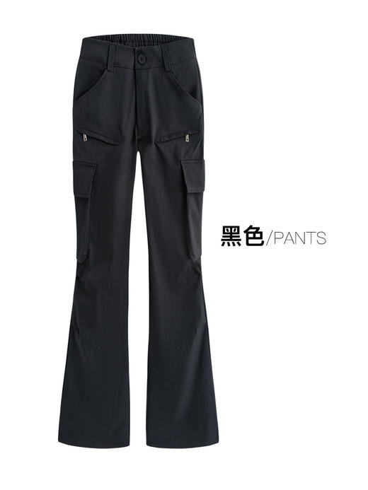 【黑色微喇工装裤】女秋季新款美式复古户外宽松阔腿显瘦休闲裤 商品图4