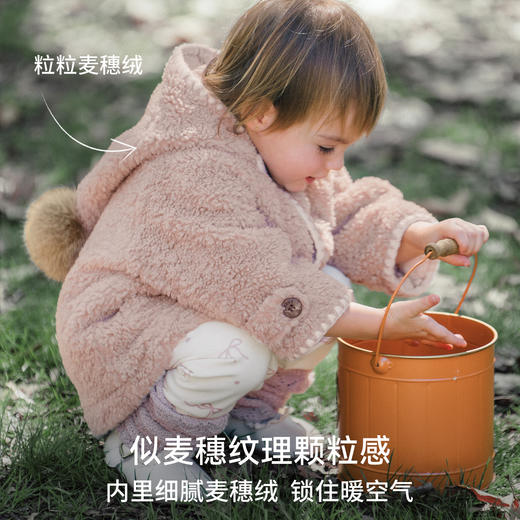 【宝宝服饰】嫚熙童装儿童羊羔绒外套宝宝秋冬夹棉保暖加厚男女童中长款棉服 商品图2