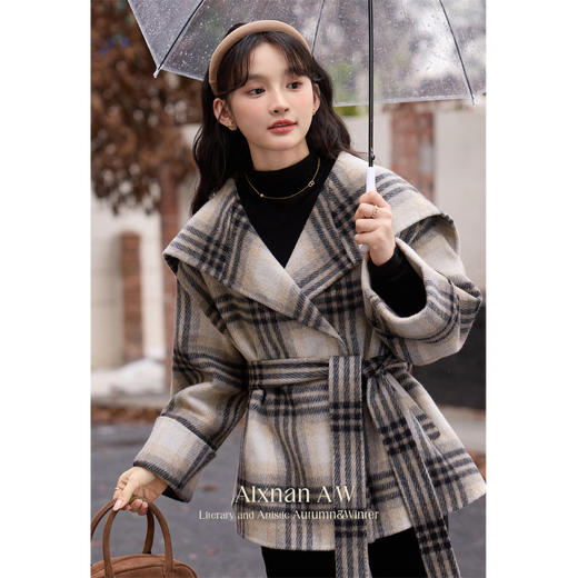 鹿向南「卡洛蒂斯」双面毛呢外套2025秋冬新款高级羊毛大衣女士 商品图1