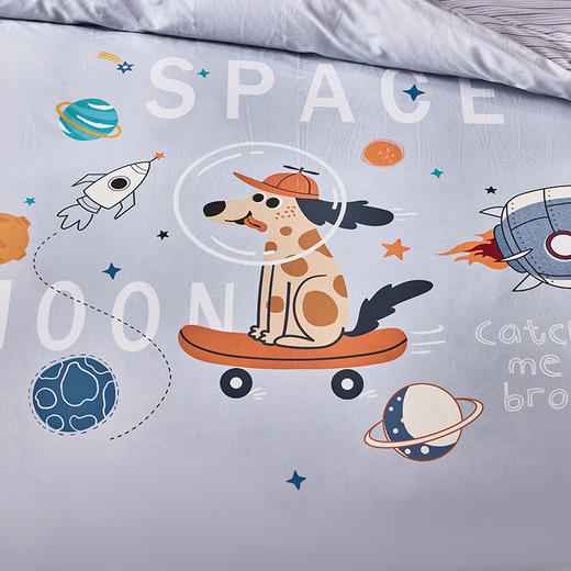 多喜爱 60S全棉缎纹四件套 星际小狗【60S长绒棉】【贡缎面料】【芬纳诺抗菌】细腻柔滑 精美织带 商品图3