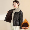 QYMYIYI-YB25B77-Y 2025年新款秋冬季时尚加绒皮衣女休闲保暖厚款毛领PU皮短款外套 商品缩略图1