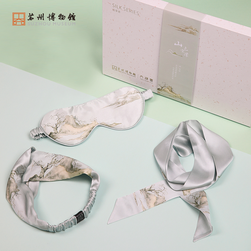苏州博物馆 太湖雪联名真丝领巾发带眼罩系列