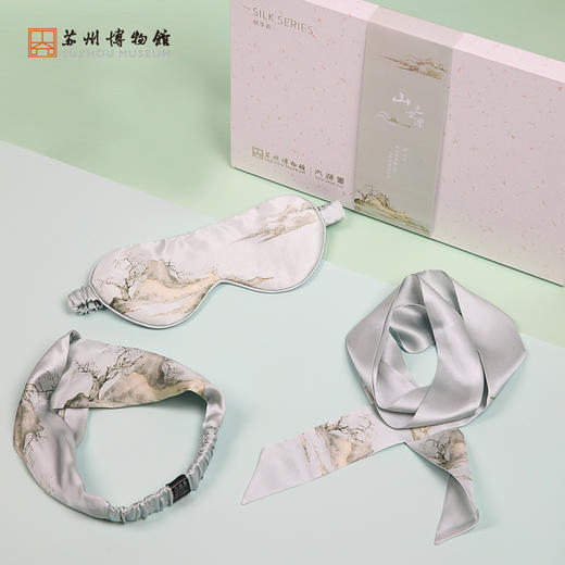 苏州博物馆 太湖雪联名真丝领巾发带眼罩系列 商品图0