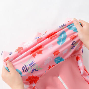 ASK JUNIOR泡温泉女童泳衣夏儿童连体泳裙碎花短袖透气凉感泳装 粉色  150 商品图1