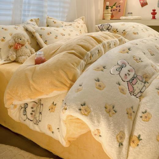 【加厚雪花绒牛奶绒四件套】床品保暖冬季加绒被套法兰绒床单三件套 商品图0