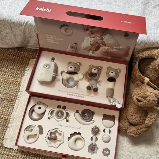 Kaichi凯驰新品嗨皮熊新生儿见面礼婴儿手摇铃安抚礼盒0-1岁宝宝满月礼 商品图3