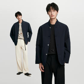 棉仓362812003-【变调中式】5系盐缩棉锦秋季立领新中式男士休闲西服外套