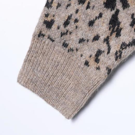 SDSA男士秋冬新款痞帅男装潮牌豹纹纽扣圆领开衫毛衣慵懒风针织衫 商品图4