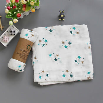 9i9婴儿包巾纯棉防惊跳新生儿纱布巾宝宝产房包单抱被子蓝120*110cm 商品图3