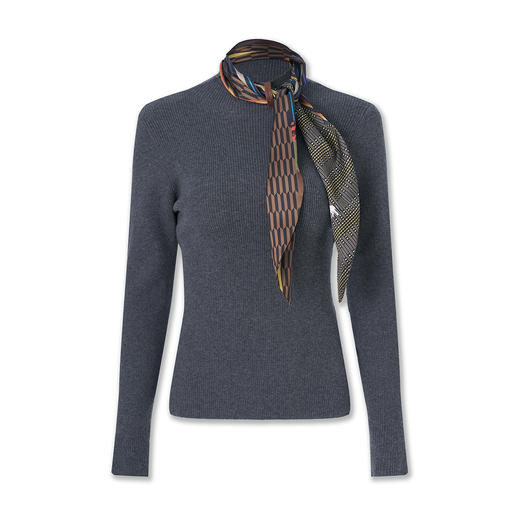 「高货wl」全新升级【铂金会员220/天猫289/差价69】(01412)洛诗琳2025秋冬法式优雅小高领长袖丝巾挂脖羊毛针织衫女 商品图4