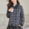 雀说格纹双面羊毛短外套新款娃娃领小个子显瘦百搭呢子大衣AL6658 商品缩略图0