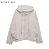VIVIAN LIU D2417306梅春女装新款时尚立领连帽宽松长袖针织外套 商品缩略图0