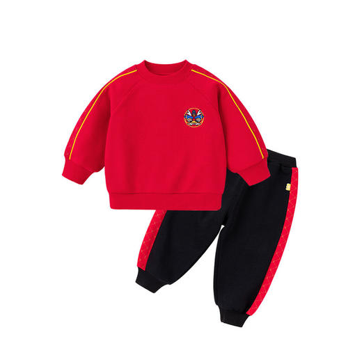 【曼龙严选】【清仓】嘟嘟家宝宝套装冬季男童红色新年装女童拜年服喜庆儿童加厚过年服 商品图4