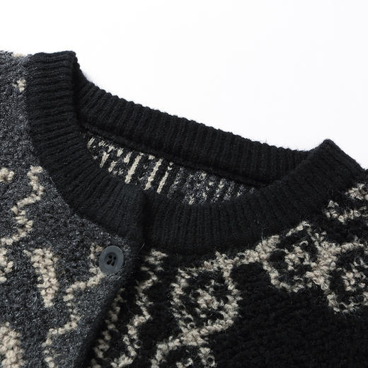 SC97-3081-308 2025秋冬新款毛衣复古提花针织开衫撞色宽松长袖短外套单排扣女装 商品图2